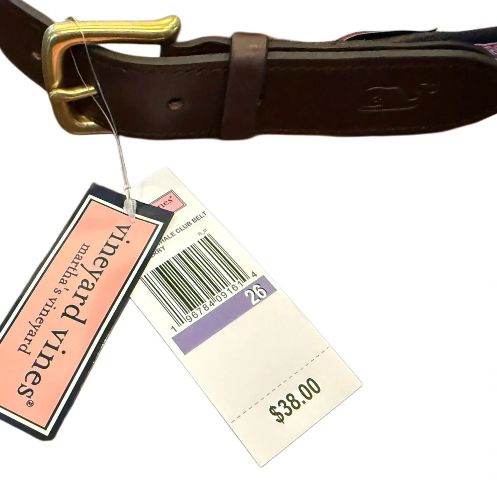 Vineyard Vines Brown and Pink Belt